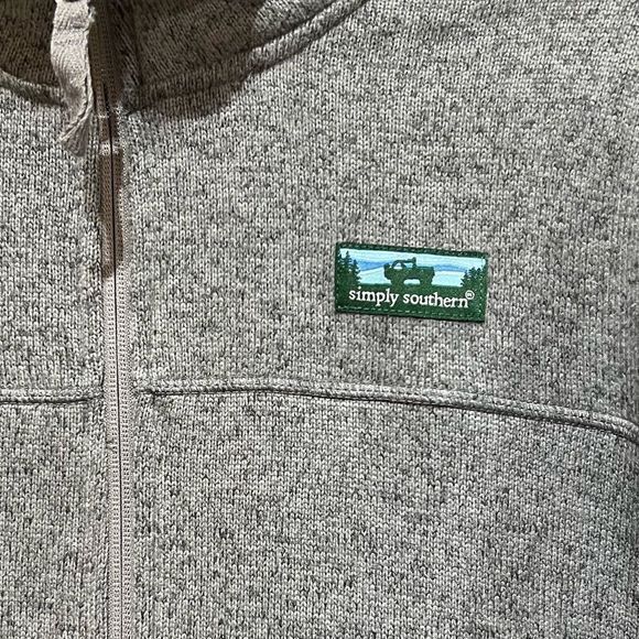 NWOT Simply Southern Men's Knit Quarter Zip Pullover Heather Gray Size Large - Picture 4 of 5